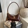 Retro Leather Shoulder Bag Women's Underarm Moon Tooth Crossbody Bag Handheld Bag Elegant Design Fashion Chain Pendant Handbag