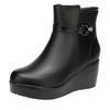 Small Size 32-43 Medium Heel Platform Wedges Boots Women Shoes Fall Winter 2024 Short Ankle Boots Soft Leather Botas Plush