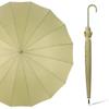 16-Rib Japanese Style Solid Color Umbrella - Automatic Open with Curved Handle, Sun Protection