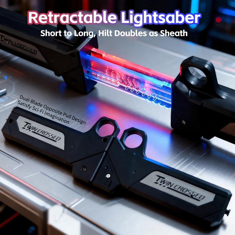 Bright Double Edged Telescopic Lightsaber Flash Sword With Red And Blue Light For Cosplay Sword Toy Party Family Interactive Toy