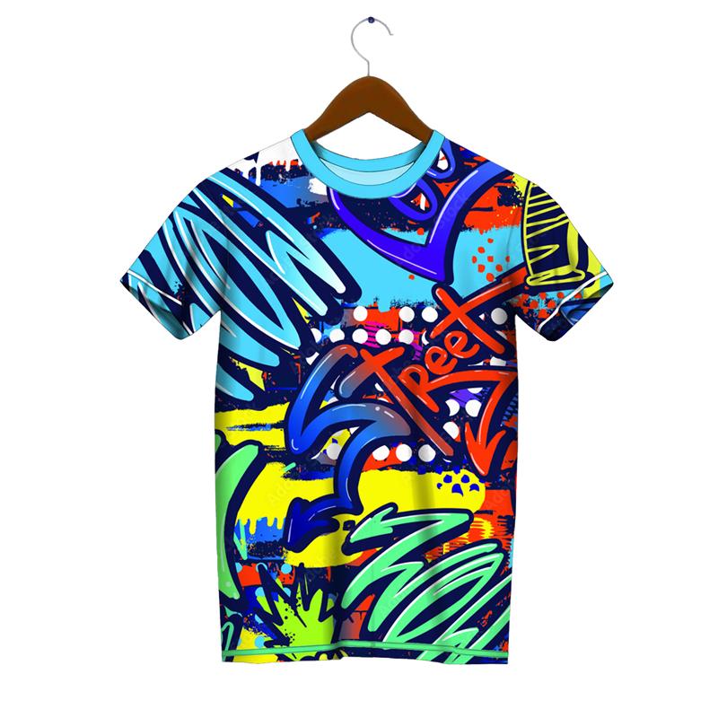 Trend Graffiti Graphic T Shirts For Men Fashion Summer Short Sleeve 3D Printed Kids T-shirts Cool Streetwear Hip Hop Tees Tops