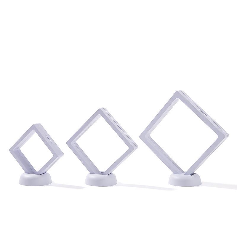 

10 шт. полиэтиленовая пленка коробка для хранения ювелирных изделий 3D упаковочный чехол свободная подставка плавающая рамка мембрана кольцо серьги ожерелье дисплей держатель 5X5CM