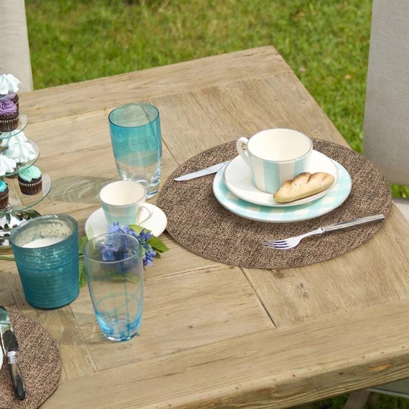 Round Placemats Set of 4 with 4 coasters  for Dining Table Heat-Resistant Non-Slip Washable Waterproof Coffee Mats,Place Mats