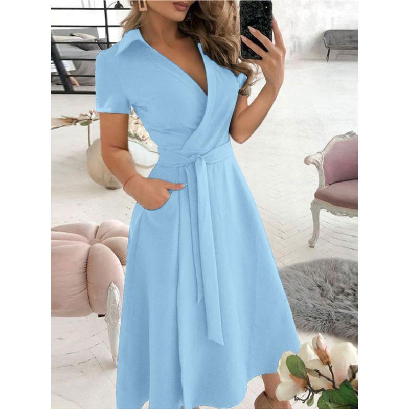 V-neck Printed Buttock Wrap Dress for Womenv Collar Print Sheath Dress