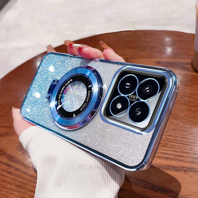 

Xiaomi14t Чехол-держатель с блестками для Xiaomi Mi 14 14t Pro 13t 12t 11t 10t 13 12 11 Lite Mi13t Силиконовый чехол-подставка Mi14t for mi 14t