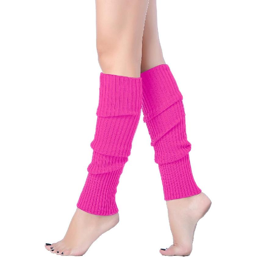 Women Juniors Neon Ribbed Leg Warmers for 80s Eighty's Party Sports Yoga