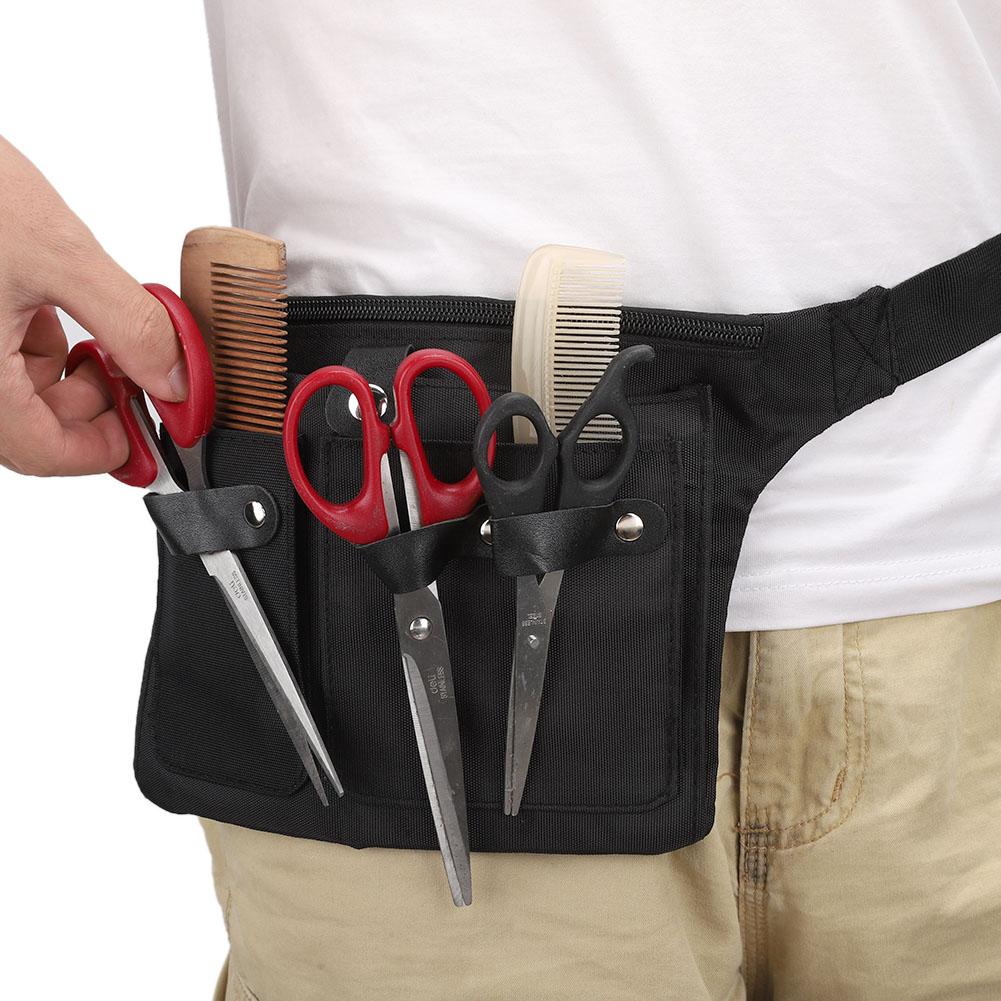 Multi Functional Portable Scissors Waist Bag Hair Clip Comb Hairdressing Tool Storage Bag Black(Black )