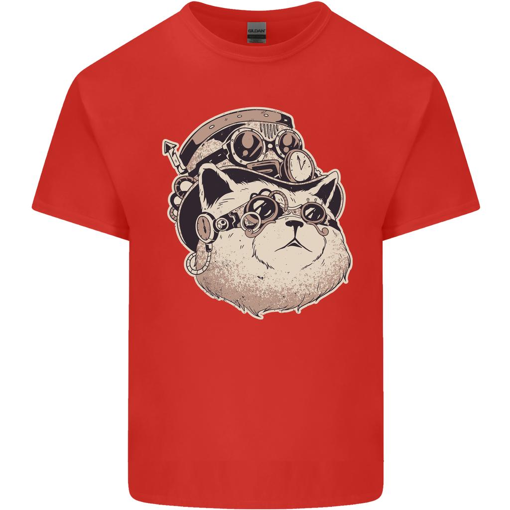 Steampunk Cat Unisexs Light Cotton TShirt