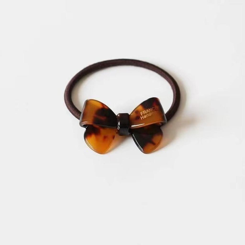 Gold Label Acetate Bow Simple Basic Rubber Band Head Rope Female Rubber Band Elastic Durable Hair Rope Versatile Hair Ring