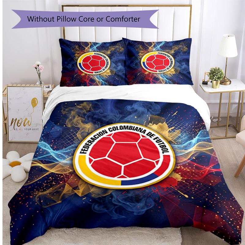 Colombia Football Printed Bedding 3 Piece Set Cozy Breathable Bed Cover Set As Housewarming Holiday Gift