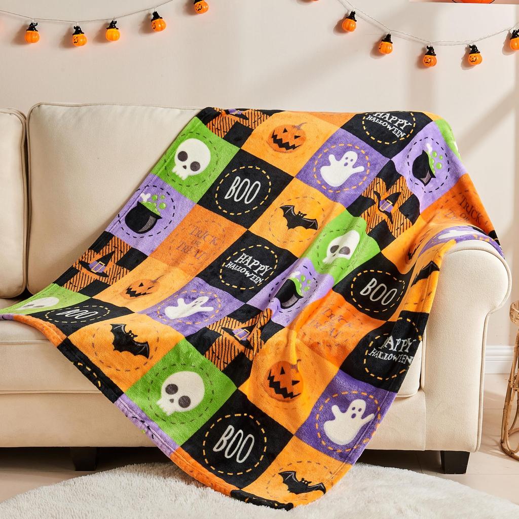 Halloween pumpkin pattern Printed Blanket for Sofa Bed Travel Camping Living Room Office Conditioning Blanket