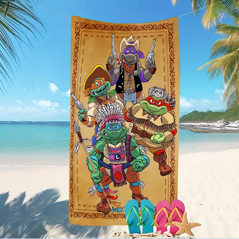 Beach Towel with Teenage Mutant Ninja Turtles Pattern - soft,absorbent,machine washable Lightweight&Modern,swimming,Travel Essentials