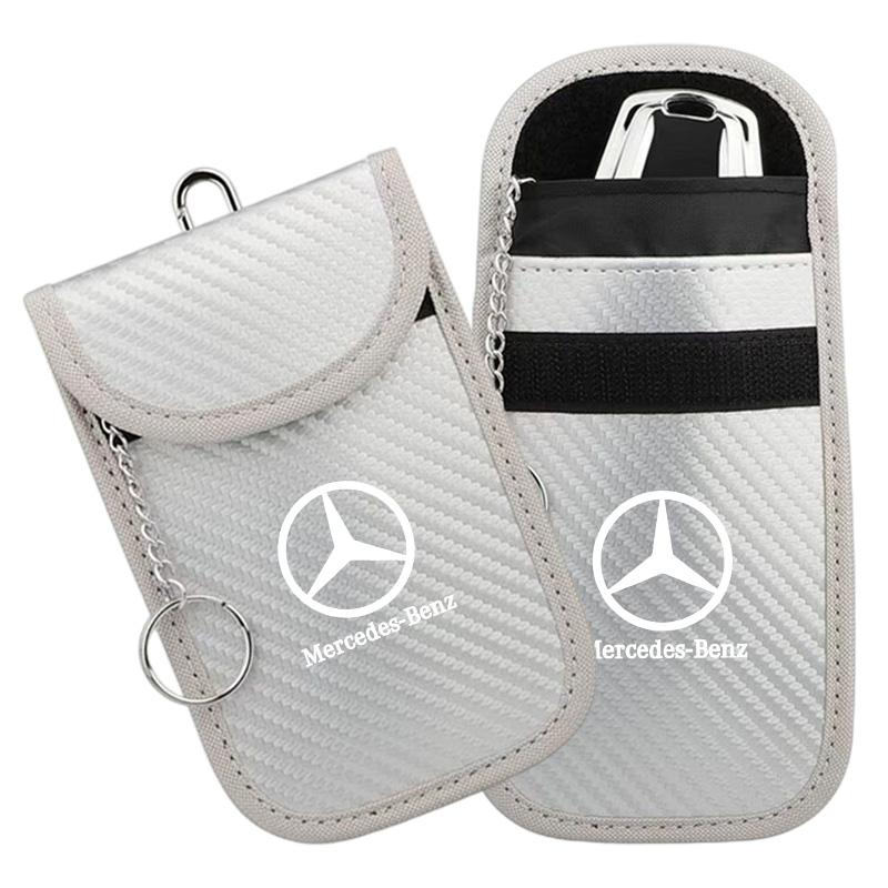 For Mercedes Benz W211 W203 W204 W210 W124 AMG W202 W212 W222 Car Key Case Signal Blocker Bag RFID Shielding Pocket Accessories NP1