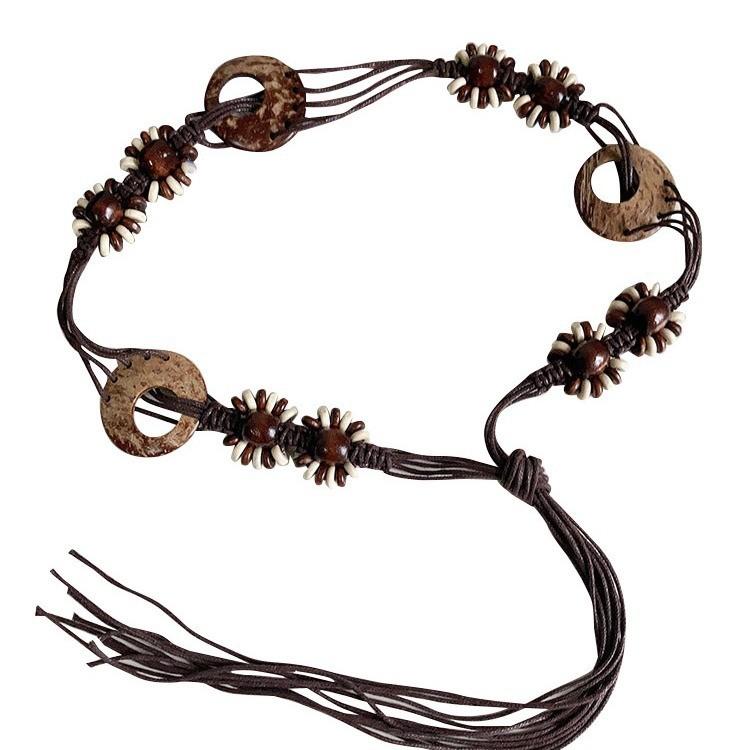 

Bohemian Womens Waist Chain With Woven Ethnic Style For Summer Casual Dress Accessory коричневый