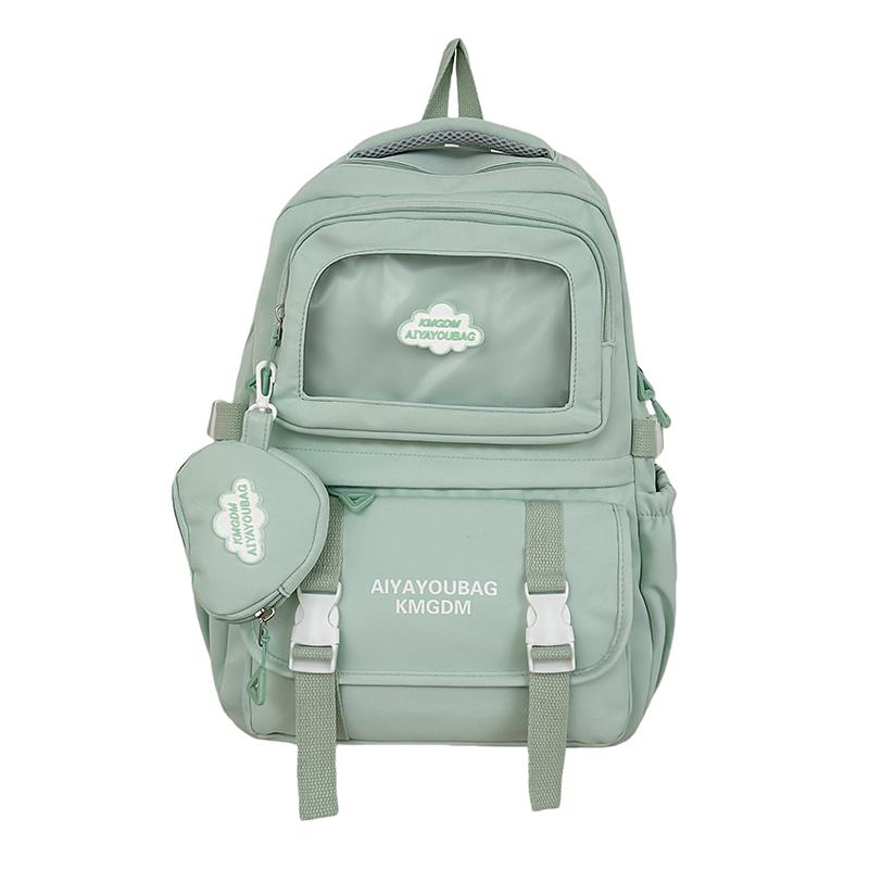 

Студенческий школьный рюкзак, однотонный женский рюкзак большой емкости зелёный