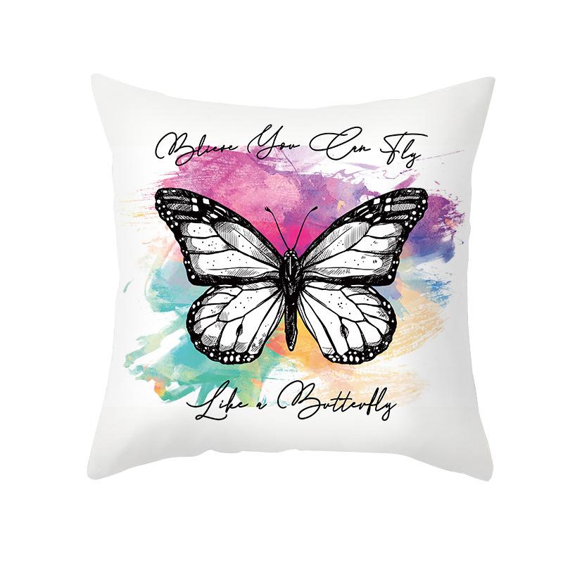 Colorful Butterfly Series Sofa Pillow Cover Nordic Peach Skin Print Office Cushion Pillow Cover Home