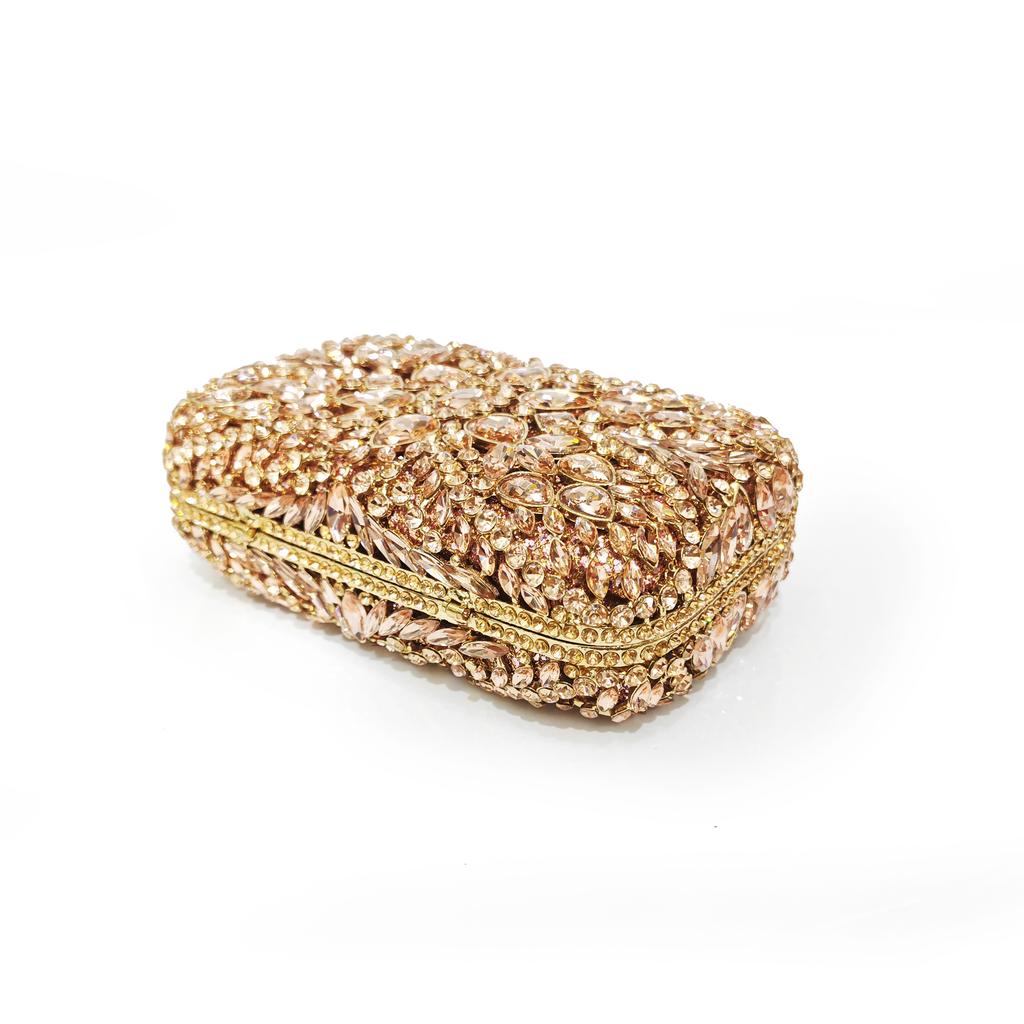 Champagne Rhinestone Evening Purses Crystal Wedding Bag Bridal Clutches Luxury Women Diamond Dinner Cocktail Clutch Minaudiere