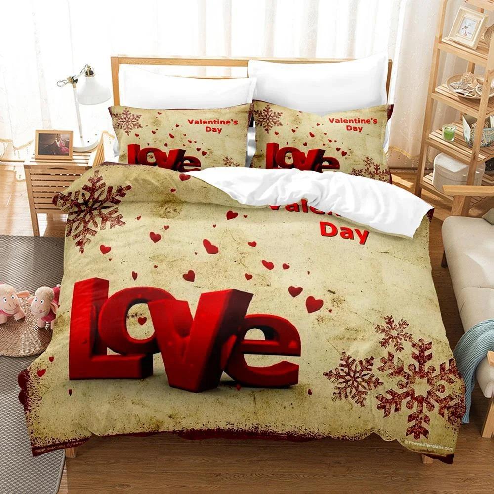 Valentine's Day Bedding Set 3D Printed Duvet Cover Set For Boys Teens Bedroom Single Double Full Queen King Size