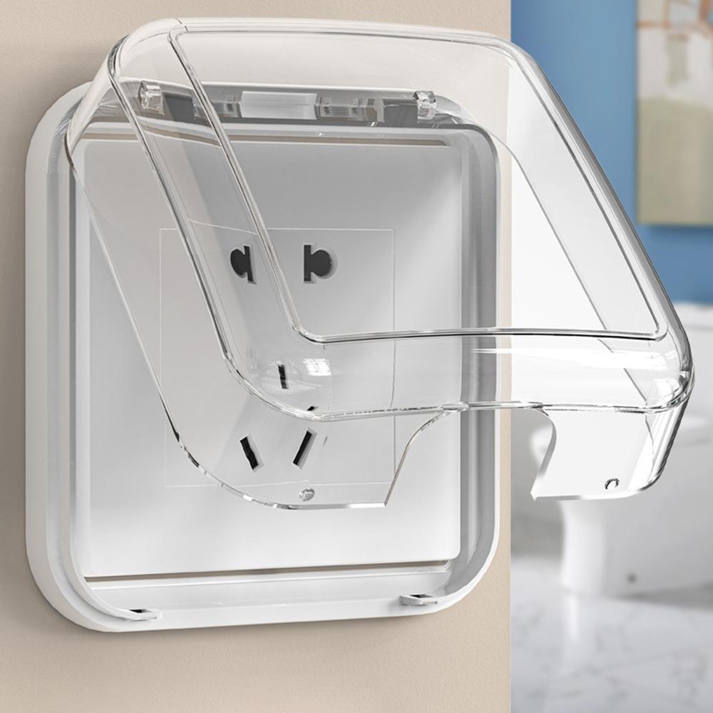 Durable 86 Type Switch Protective Cover Self-Adhesive Splash-Proof Electric Plug Cover Power Outlet Waterproof Plug Box for Home