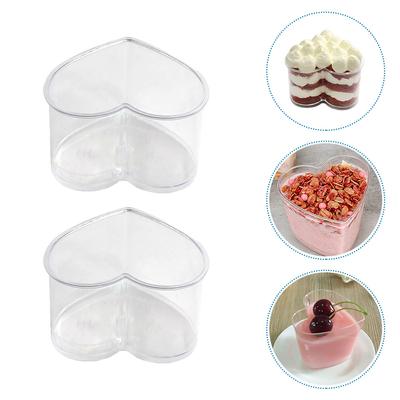Party Dessert Cup Heart Shaped Air with Lid Pudding Transparent Plastic Cups