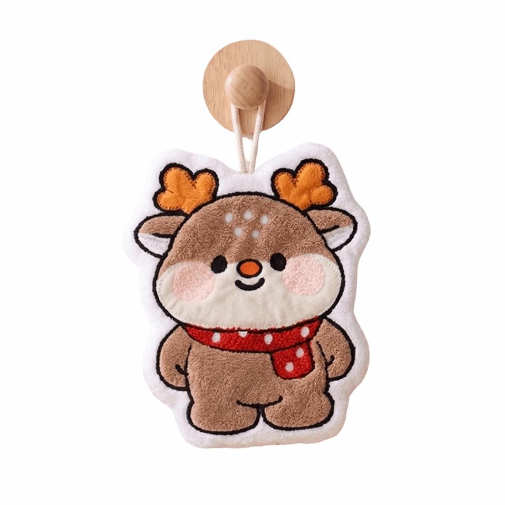 Kawaii Xmas Hanging Hand Towel Creative Cleaning Hand Cloth Santa Claus Handkerchief Home Decor
