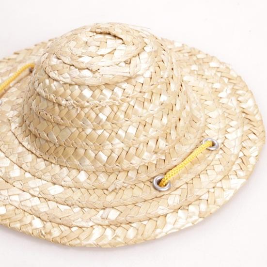 Yousheng Adjustable Cat Sun Hat Decorative Pet Accessory with Tie Retro Farmer Style Straw Hat for Cats And