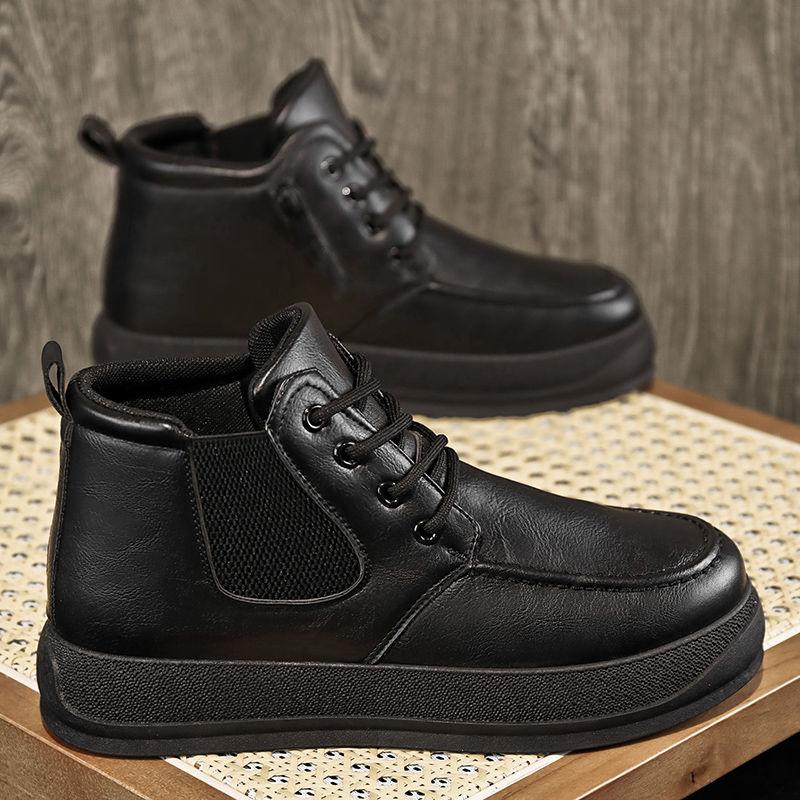 Man Casual Chelsea Boots High Top Thick Sole Leather Shoes Men Water Proof In Promotion Cowhide Quality Fashion Adults Retro New