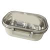 Stainless Steel Lunch Box Korean Style 2 Compartment Bento Box Metal Food Container for Kids Adults