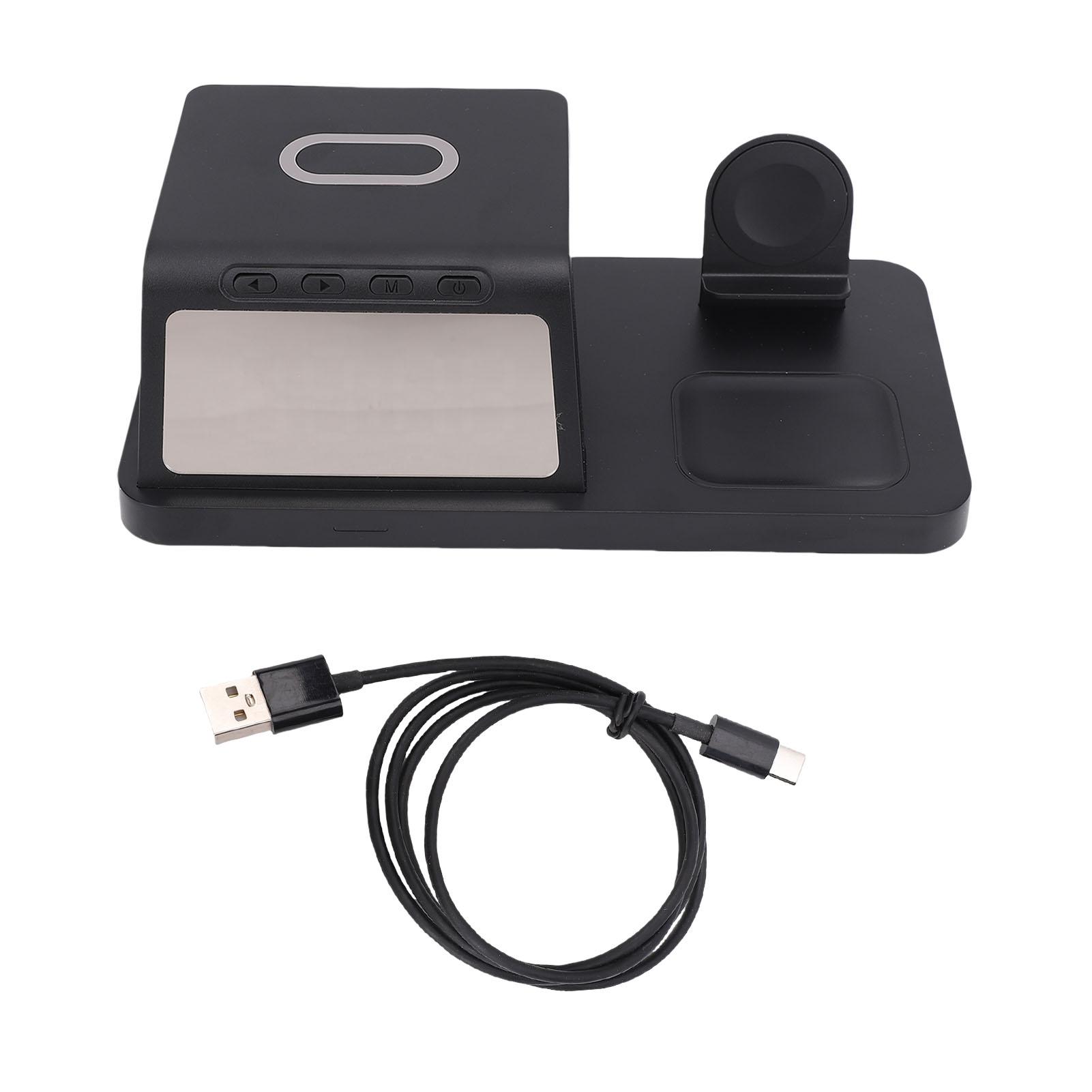 

Многофункциональный будильник с беспроводной зарядкой 15 Вт, станция быстрой зарядки для телефона, часов, наушников