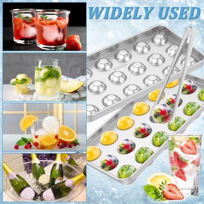 Round Ice Cube Tray Creative Stainless Steel Ice Ball Maker Round Whiskey Sphere Mold DIY Mould for Wine Beverage Bar Restaurant