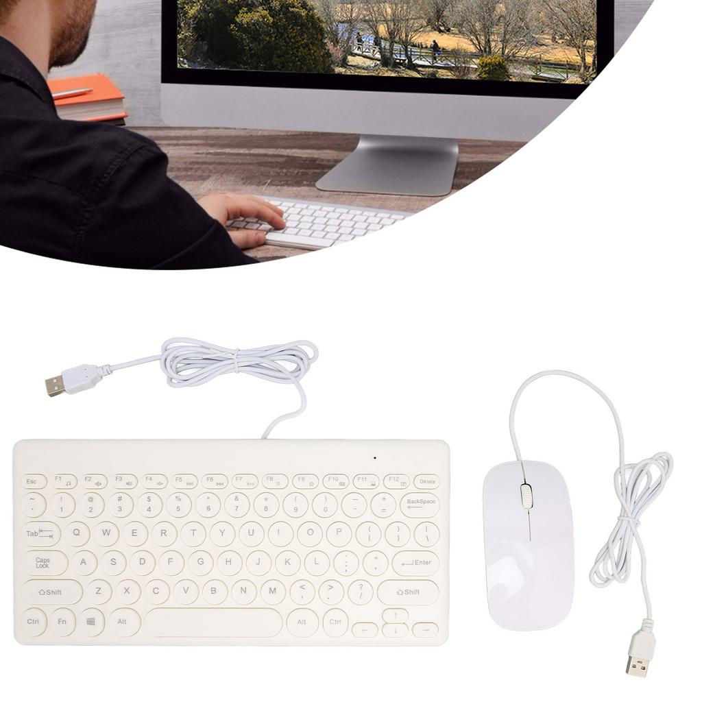 Keyboard Mouse Combo Comfortable Ergonomics Power Saving 78 Keys Round Keycap 4 Mouse Buttons Wired Computer Supplies