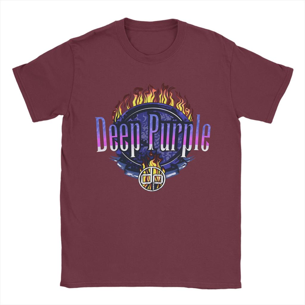 Deep Purple band  TShirt Unisex  Vintage Cotton Tee Shirt Round Collar Short Sleeve T Shirts Printing Clothing