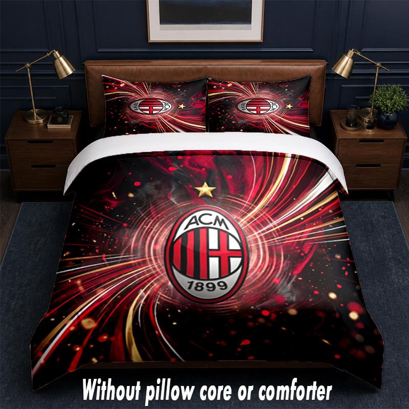 AC Milan Design Bed Bedding Set 1 Duvet Cover + 2 Pillowcases Soft Breathable Household Bed Linens