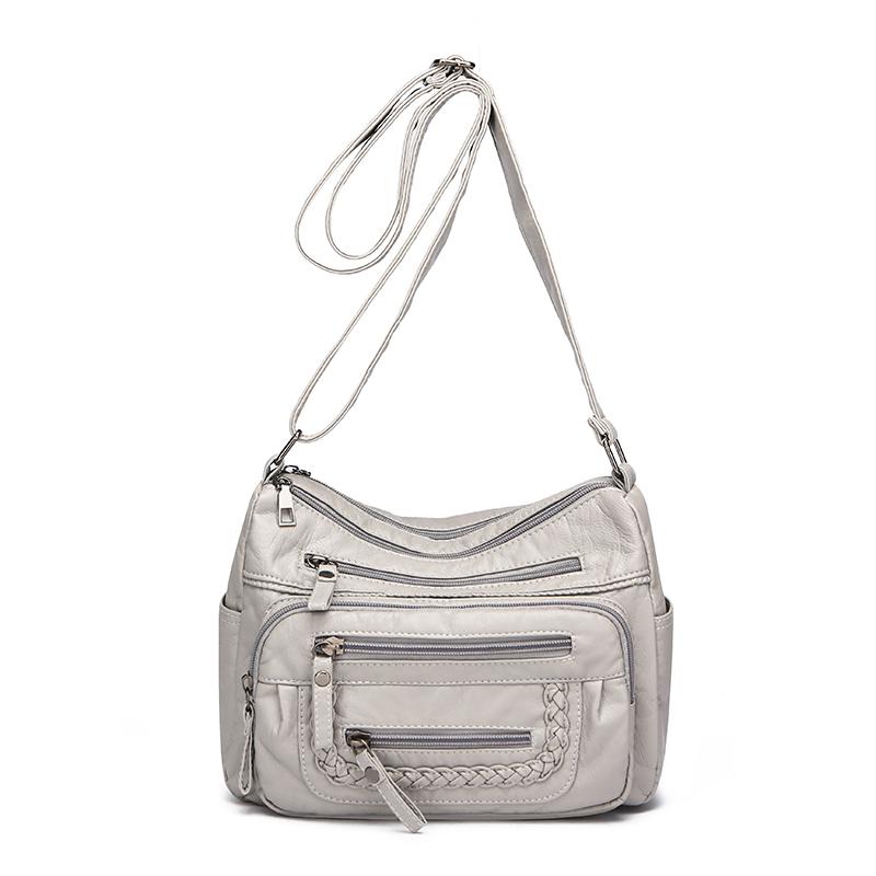 

Женская сумка, многослойная сумка через плечо из мягкой кожи, сумка для матери серый