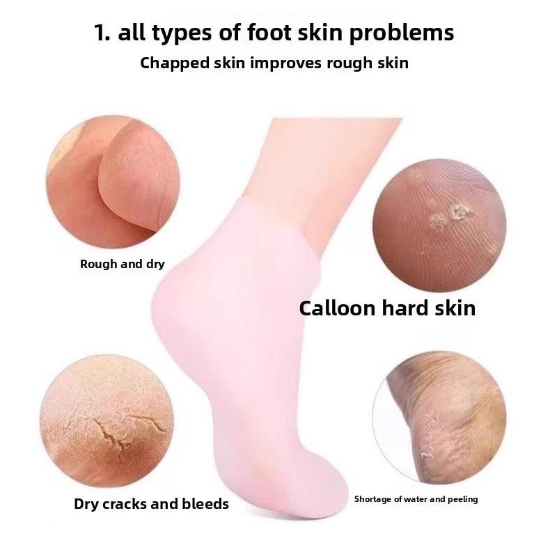 Silicone Heel Protector Socks Moisturizing Anti-Friction Foot Care for Cracked Heels