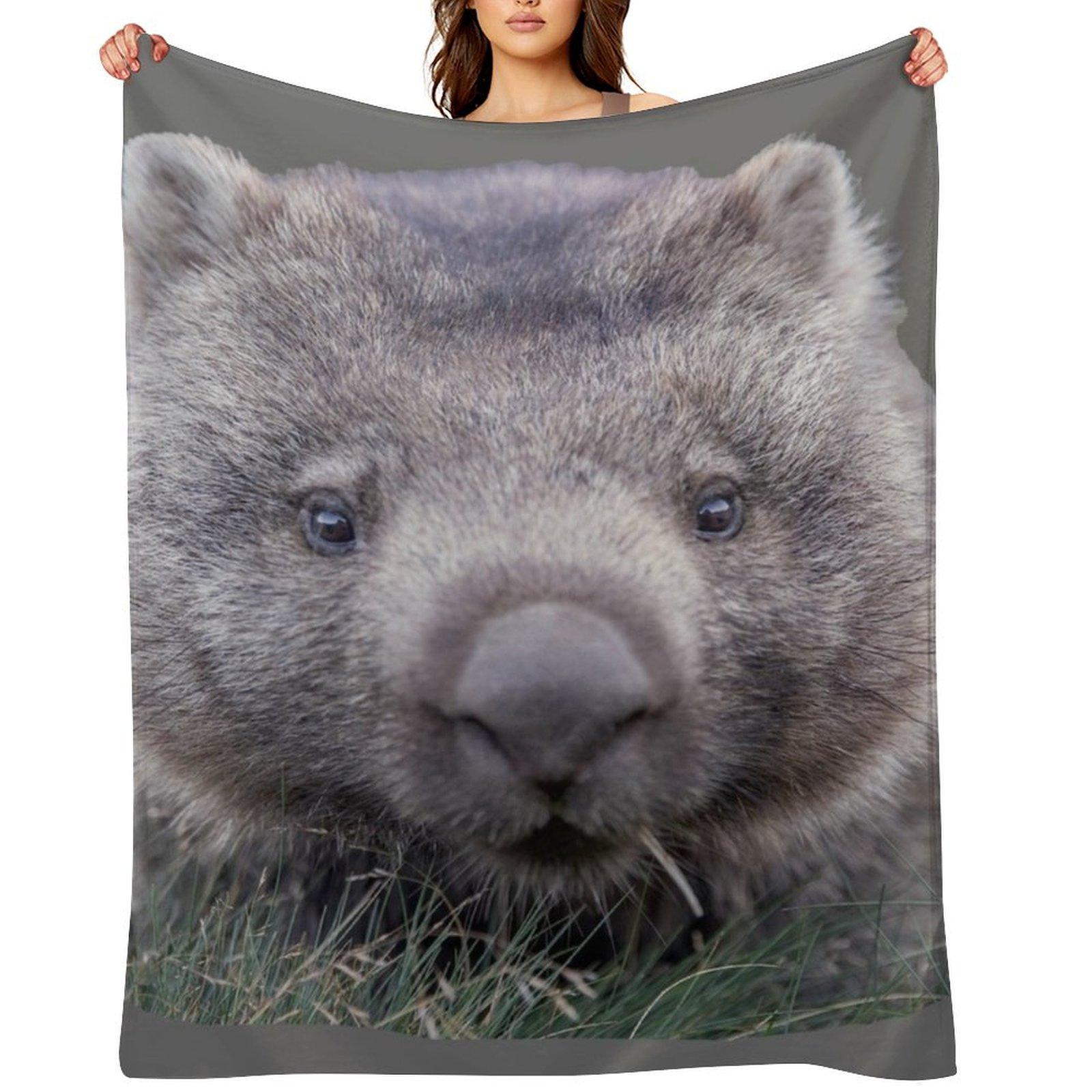 Wombat Throw Blanket Plush Bed linens Giant Sofa Hairy Blankets 30x40in