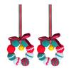 Hand-Knitted Balls Christmas Wreath DIY Knitted Small Wreath Ornament with Mini Jingle Bell for Winter Holiday Home Window Xmas Tree Decor