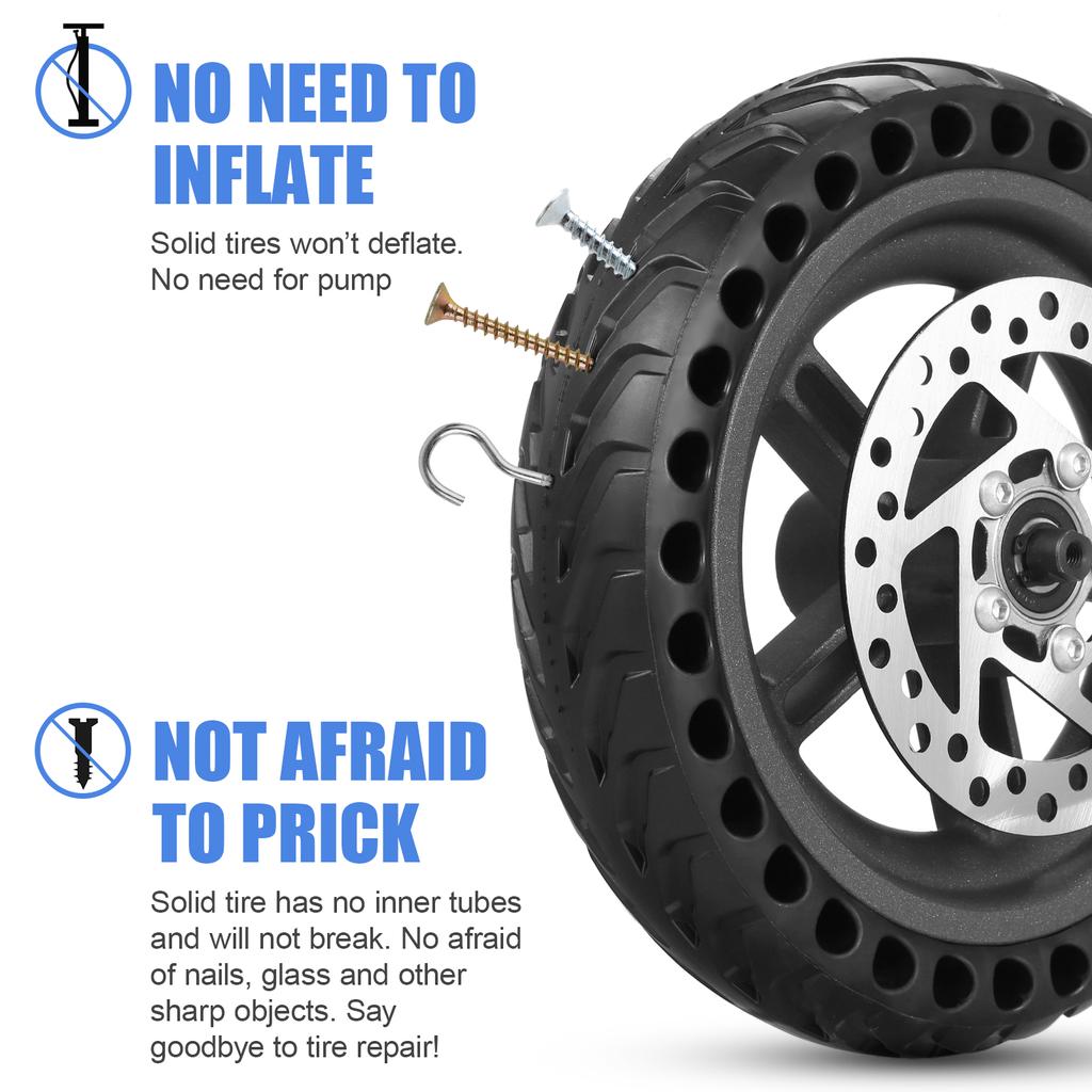 E Scooter Rear Tire w Wheel Hub Disc Brake Set 8.5in Solid Electric Scooter Wheel Replacement for Xiaomi M365 Scooter Spare Part