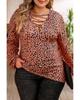 Azura Exchange Puff Sleeve V Neck Leopard Lace-up Top