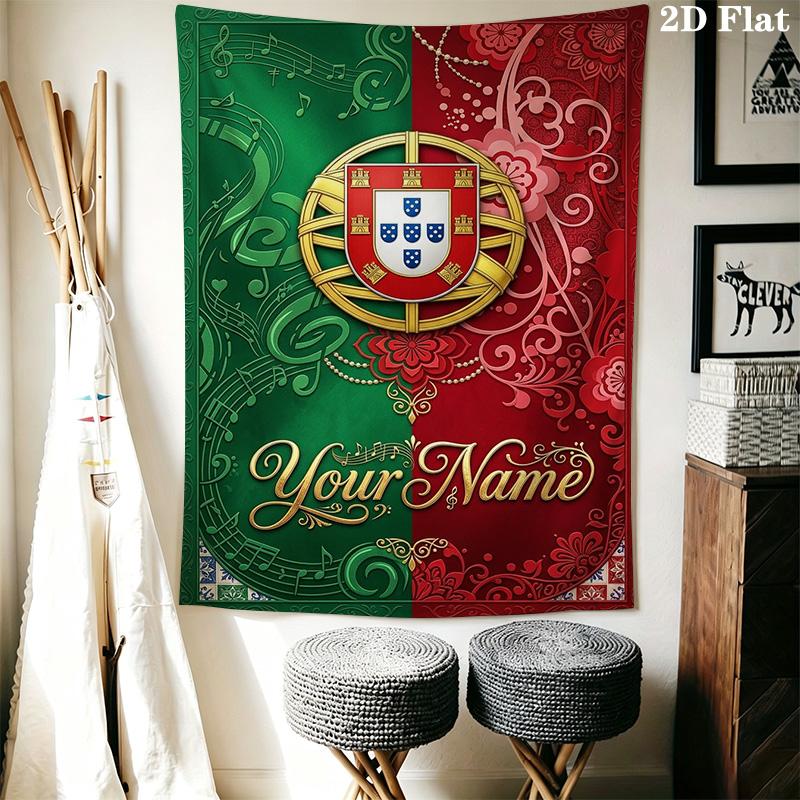 Name Custom PORTUGAL Wall Tapestry Aesthetic Wall Hanging Printed Fabric Blanket Decorative Tapestries for Bedroom Living Room Home Decor