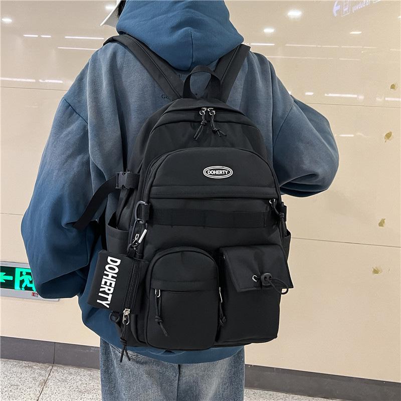 

solid color backpack, fashionable and versatile, simple and large-capacity backpack for junior high school students, school bag for school season 31*14*27