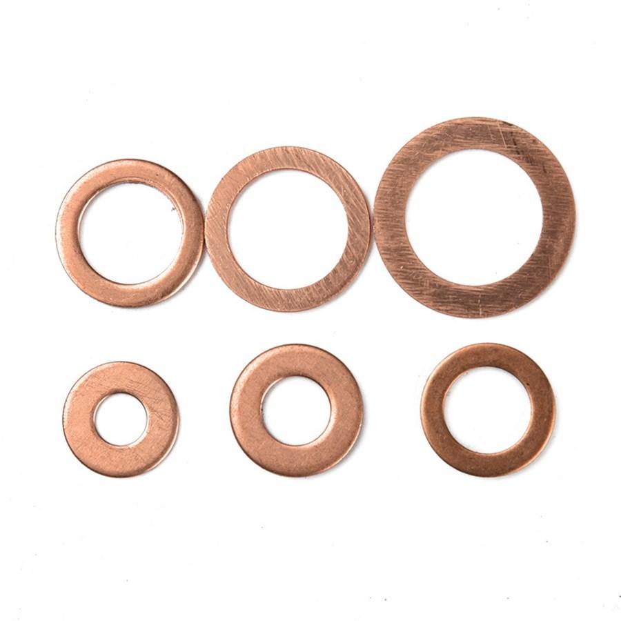 

110Pcs 6 Size Car Engine Oil Drain Flat Gaskets Copper Washer Bolt Seal Ring Kit