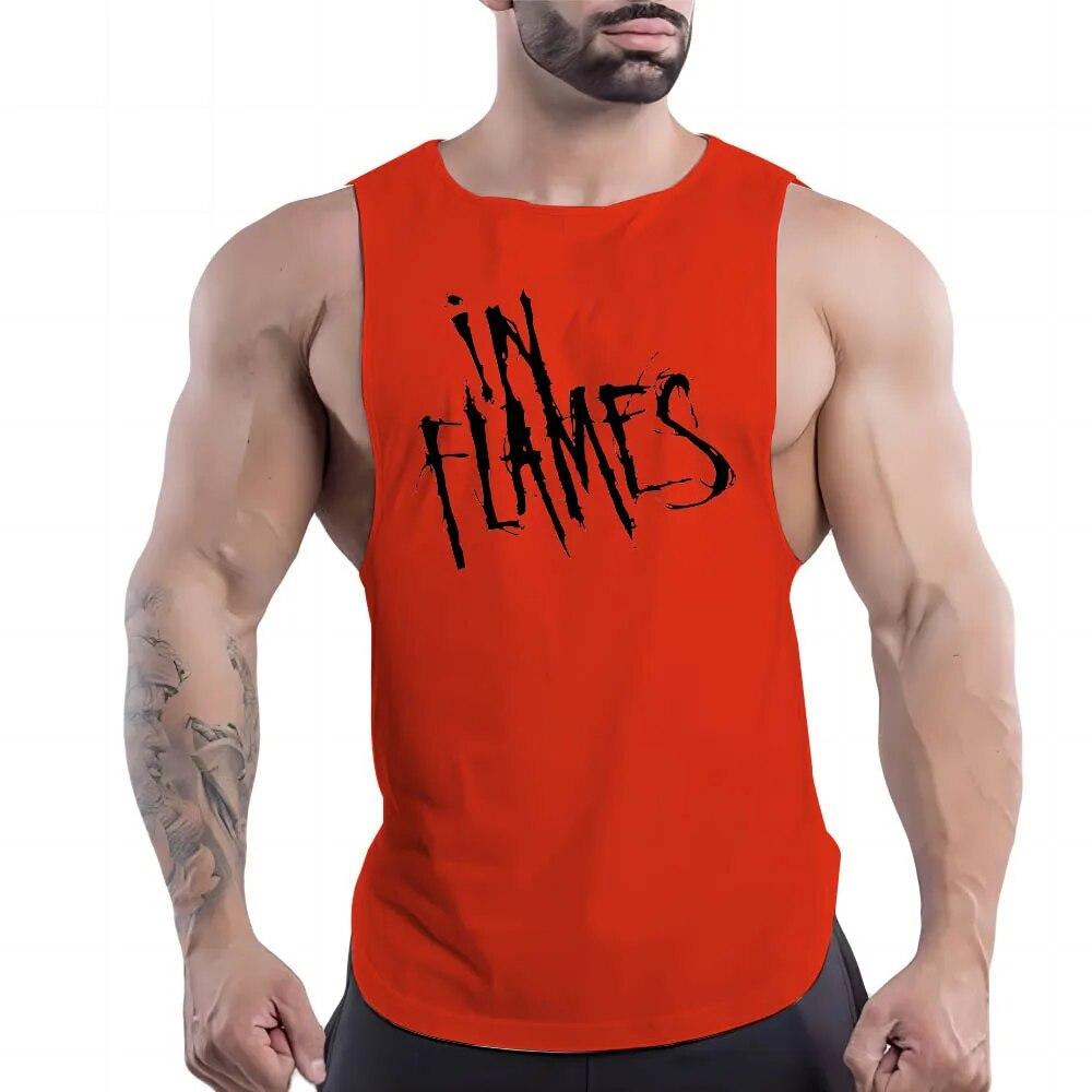 Summer Men'S Round Neck Fitness Vest English Letter Printed Men'S Outdoor Comfortable Breathable Lightweight Shirt Quick Dry