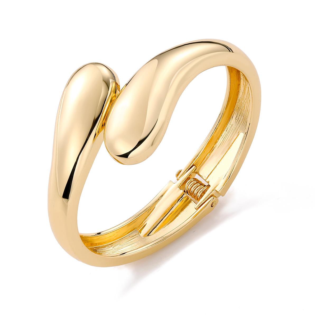 

DIEZI 4 Style Fashion Water Drop Cuff Wide Bangles New Punk Geometric Rhinestone Gold Silver Color Bracelets Bangles Women Men