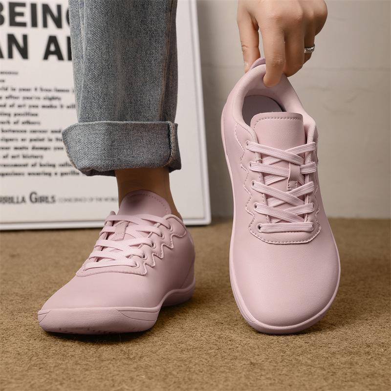 Spring Couples' Wide Toe Barefoot Shoes Lightweight Soft Soled Outdoor Sports Hiking Shoes Low Cut Lace Up Casual Sneakers