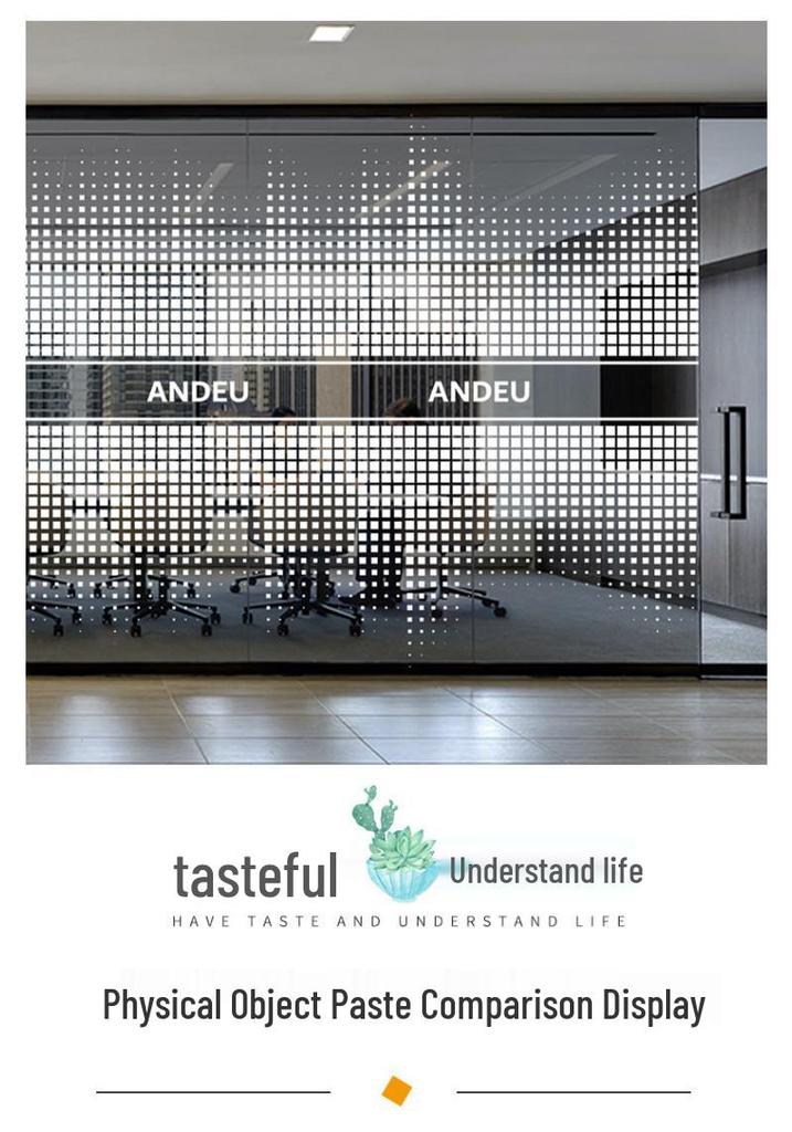 Frosted Glass Lattice Window & Door Privacy Sticker for Office and Café Decor