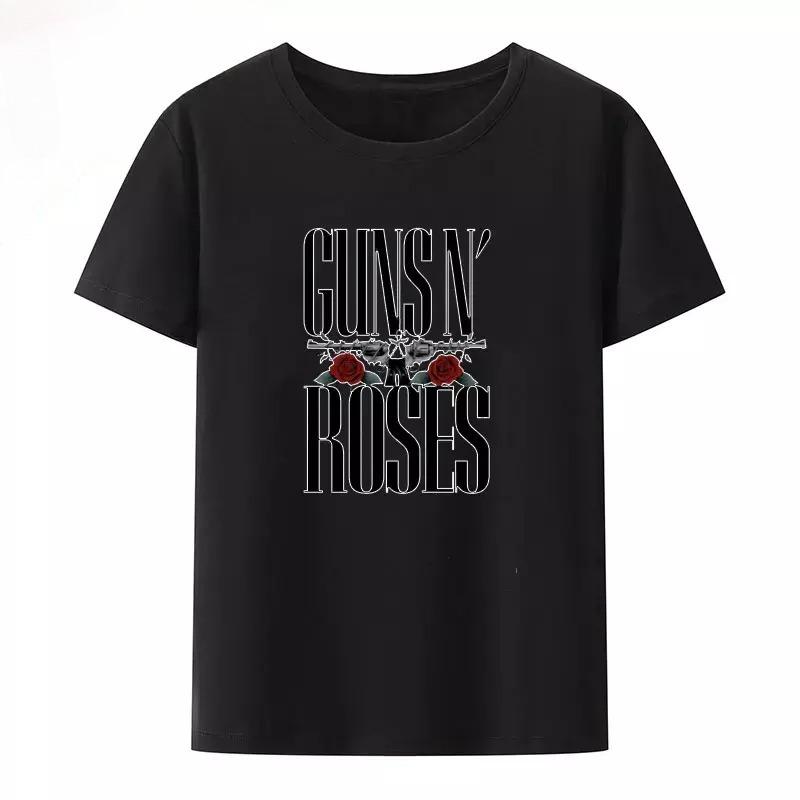 T-shirt d'été en coton à col rond imprimé Streetwear Thème Guns N Roses Harajuku T-shirt à manches courtes pour femme Haut Y2k pour femme Salle de sport