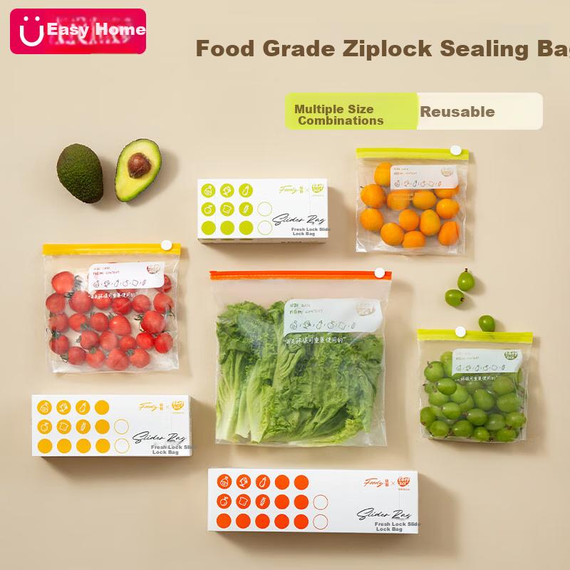 Large Food Storage Bags, Thick Zipper Refrigerator Organizer Bags, Fresh-Keeping Storage Pouches, 15 Pieces
