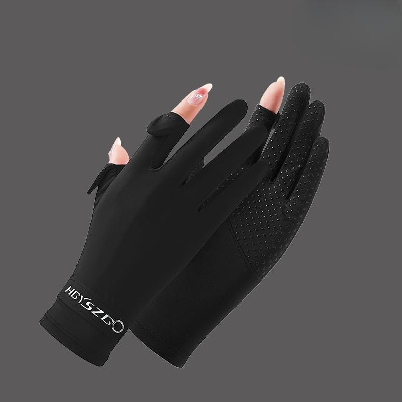 Summer Ice Silk Sunscreen Gloves for Women's Non Slip  High Elastic  Breathable Touch Screen Outdoor Driving and Riding Anti-UV Gloves