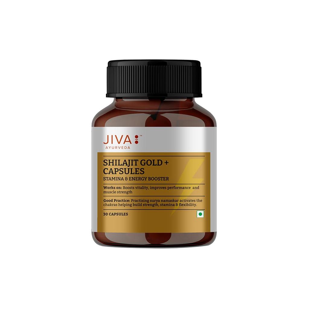 Jiva Ayurveda Gold Shilajit 30 Capsules x Pack of 2 Energy Booster Stamina Enhancer Natural Vitality Supplement